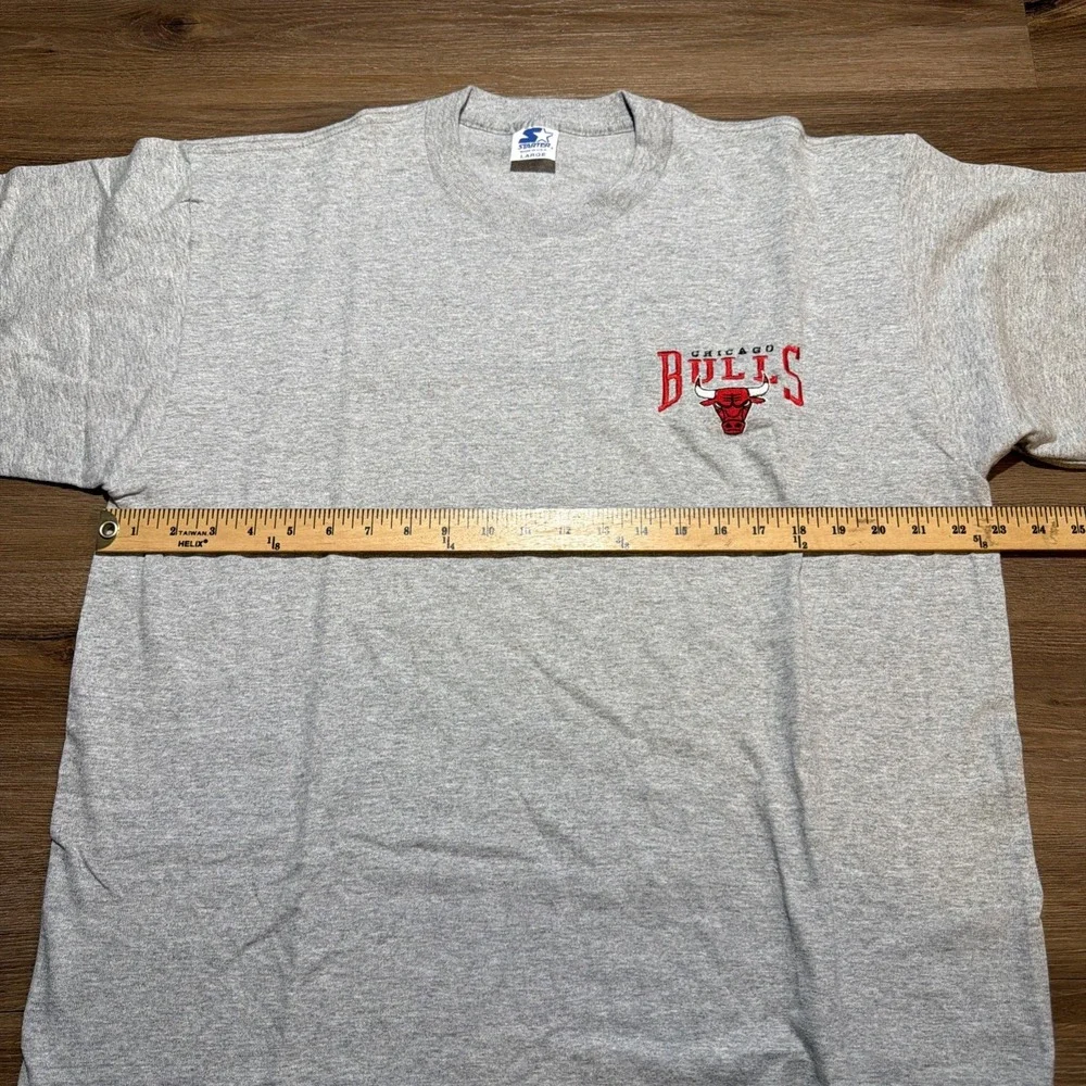 Vintage 90s Chicago Bulls Starter T-Shirt Gray Mens LARGE NBA USA Embroidered - Picture 7 of 12